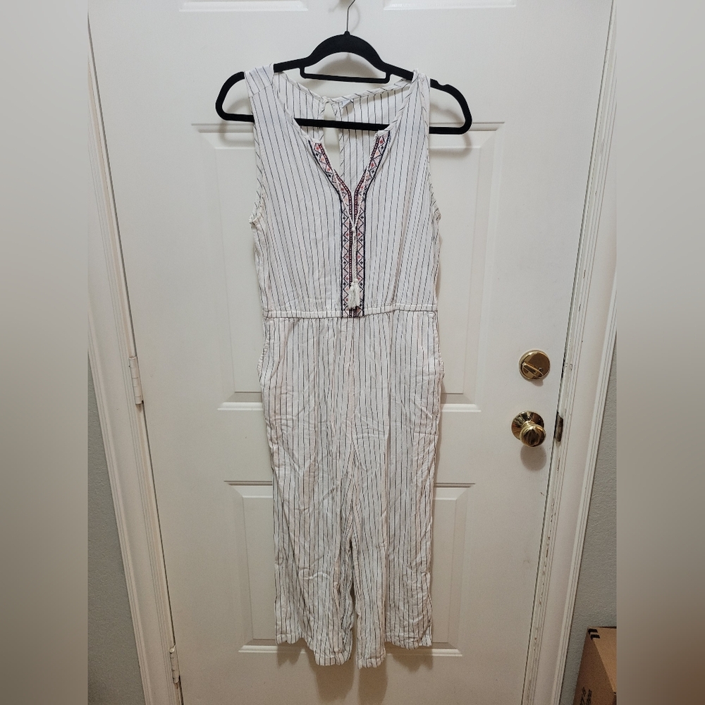 Old Navy, Linen Romper, Embroidered Detail, Size M